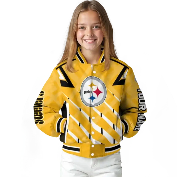 custom pittsburgh steelers chevron angles gold varsity jacket top rated