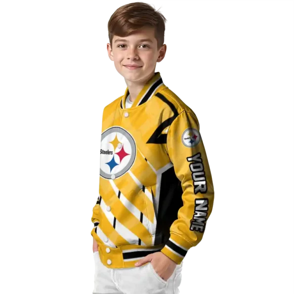 custom pittsburgh steelers chevron angles gold varsity jacket trendy