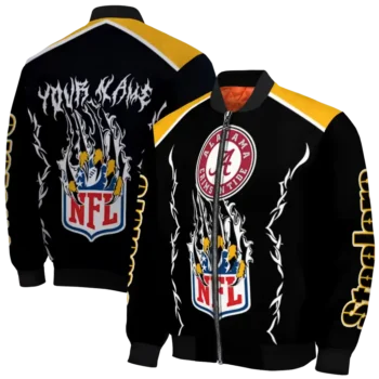 custom pittsburgh steelers claw blood gold black bomber jacket fashion forward