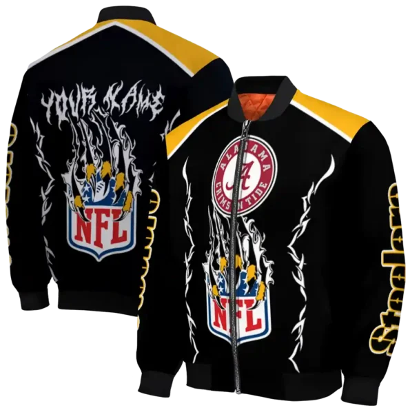 custom pittsburgh steelers claw blood gold black bomber jacket fashion forward