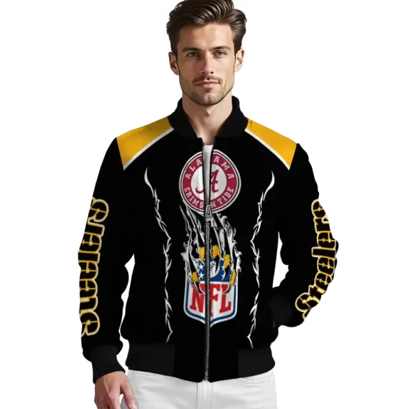 custom pittsburgh steelers claw blood gold black bomber jacket high quality