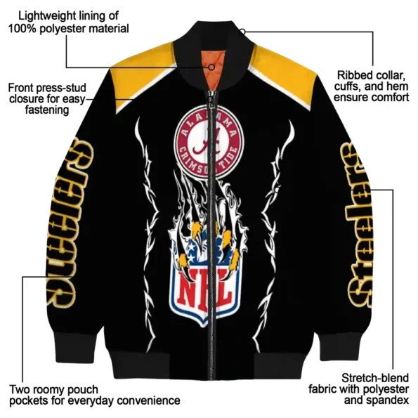 custom pittsburgh steelers claw blood gold black bomber jacket new arrival