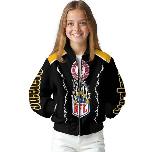 custom pittsburgh steelers claw blood gold black bomber jacket top rated