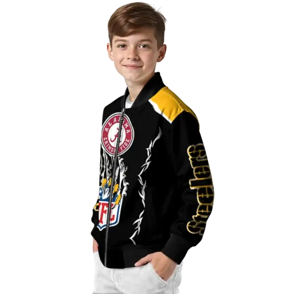 custom pittsburgh steelers claw blood gold black bomber jacket trendy
