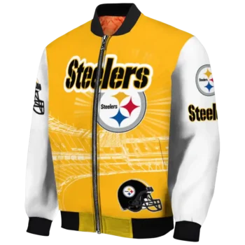 custom pittsburgh steelers ferris arena gold white bomber jacket best selling