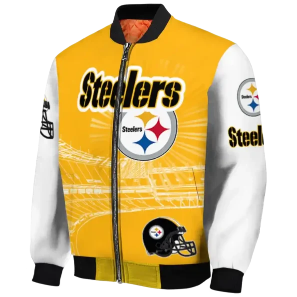 custom pittsburgh steelers ferris arena gold white bomber jacket best selling