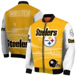 custom pittsburgh steelers ferris arena gold white bomber jacket best selling
