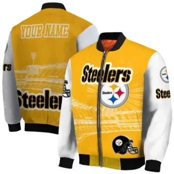 custom pittsburgh steelers ferris arena gold white bomber jacket fashion forward