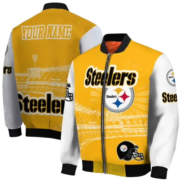 custom pittsburgh steelers ferris arena gold white bomber jacket fashion forward