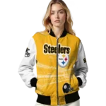 custom pittsburgh steelers ferris arena gold white bomber jacket best selling
