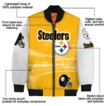 custom pittsburgh steelers ferris arena gold white bomber jacket best selling