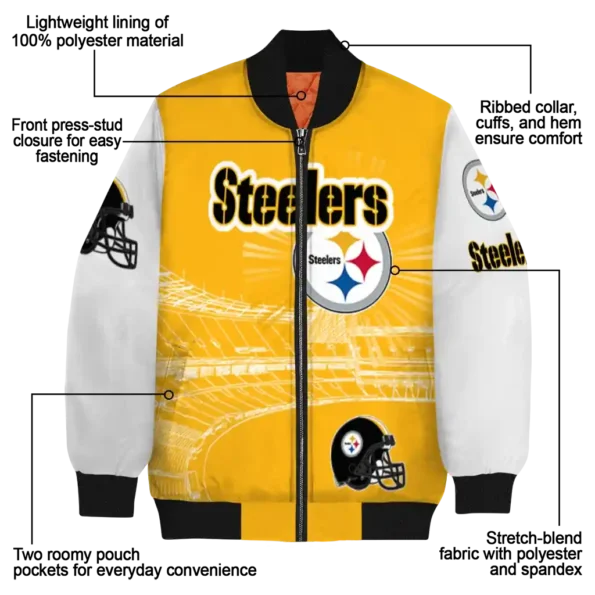 custom pittsburgh steelers ferris arena gold white bomber jacket new arrival