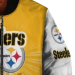 custom pittsburgh steelers ferris arena gold white bomber jacket best selling