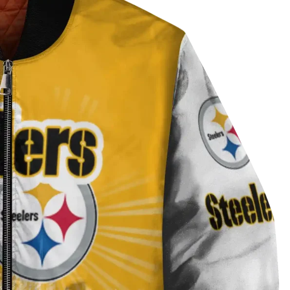 custom pittsburgh steelers ferris arena gold white bomber jacket premium grade
