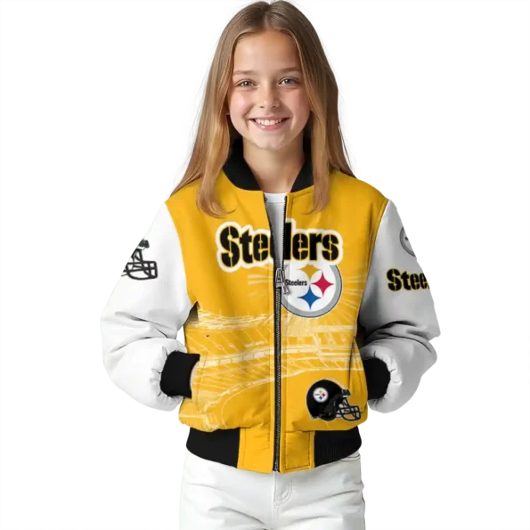 custom pittsburgh steelers ferris arena gold white bomber jacket top rated