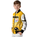 custom pittsburgh steelers ferris arena gold white bomber jacket best selling