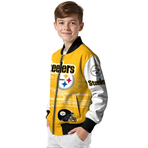 custom pittsburgh steelers ferris arena gold white bomber jacket trendy