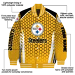 custom pittsburgh steelers hexagon grid gold varsity jacket best selling