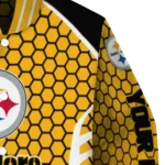 custom pittsburgh steelers hexagon grid gold varsity jacket best selling