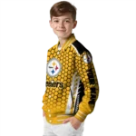 custom pittsburgh steelers hexagon grid gold varsity jacket best selling