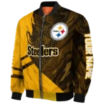 custom pittsburgh steelers hexagon mesh gold black bomber jacket best selling