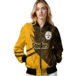 custom pittsburgh steelers hexagon mesh gold black bomber jacket best selling