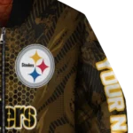 custom pittsburgh steelers hexagon mesh gold black bomber jacket best selling