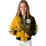 custom pittsburgh steelers hexagon mesh gold black bomber jacket best selling