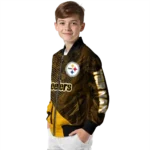 custom pittsburgh steelers hexagon mesh gold black bomber jacket best selling