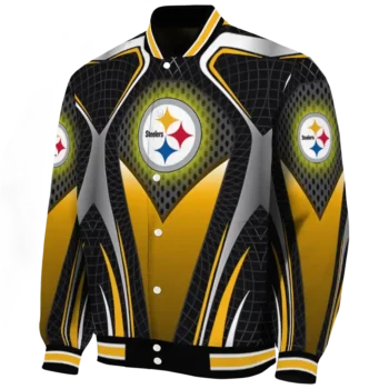 custom pittsburgh steelers mesh chest black crocs black varsity jacket best selling