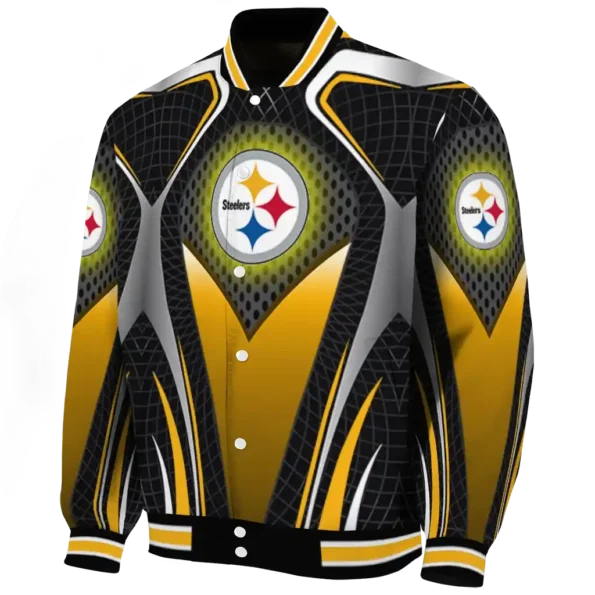 custom pittsburgh steelers mesh chest black crocs black varsity jacket best selling