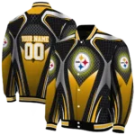 custom pittsburgh steelers mesh chest black crocs black varsity jacket best selling