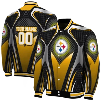 custom pittsburgh steelers mesh chest black crocs black varsity jacket fashion forward