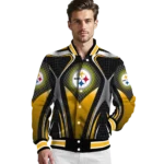custom pittsburgh steelers mesh chest black crocs black varsity jacket best selling