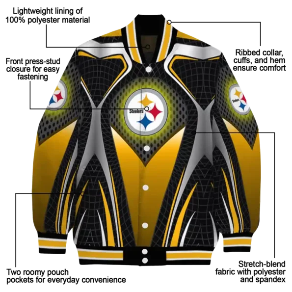 custom pittsburgh steelers mesh chest black crocs black varsity jacket new arrival