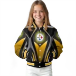 custom pittsburgh steelers mesh chest black crocs black varsity jacket best selling