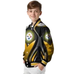 custom pittsburgh steelers mesh chest black crocs black varsity jacket best selling