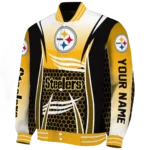 custom pittsburgh steelers mesh effect gold black varsity jacket best selling