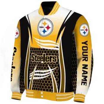 custom pittsburgh steelers mesh effect gold black varsity jacket best selling