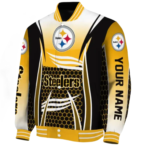 custom pittsburgh steelers mesh effect gold black varsity jacket best selling