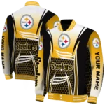 custom pittsburgh steelers mesh effect gold black varsity jacket best selling