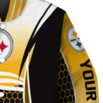 custom pittsburgh steelers mesh effect gold black varsity jacket best selling