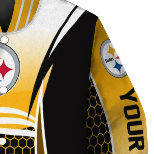 custom pittsburgh steelers mesh effect gold black varsity jacket premium grade