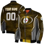 custom pittsburgh steelers power plate gold bomber jacket best selling