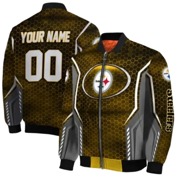 custom pittsburgh steelers power plate gold bomber jacket fashion forward