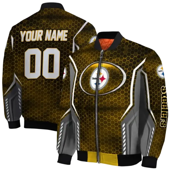 custom pittsburgh steelers power plate gold bomber jacket fashion forward