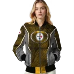 custom pittsburgh steelers power plate gold bomber jacket best selling