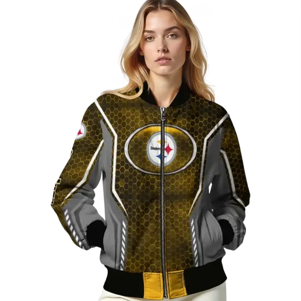 custom pittsburgh steelers power plate gold bomber jacket latest model