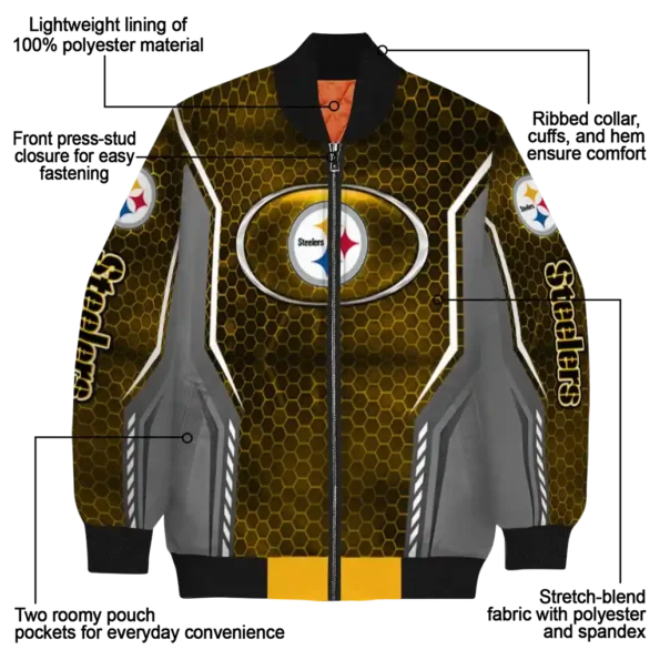 custom pittsburgh steelers power plate gold bomber jacket new arrival
