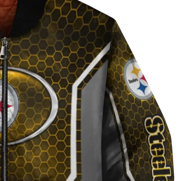 custom pittsburgh steelers power plate gold bomber jacket premium grade